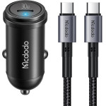 Mcdodo Car Charger 65W With Mini White USB-C Cable With E-Mark Chip 1m 100W (black) - (CC-7493)