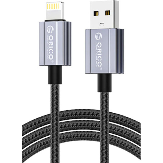 Orico ������� Lightning �� Usb GQA12, 2.4A, 480Mbps, 1m, ����� - (GQA12-10-BK-BP)
