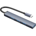 Orico Usb Hub AHC2-4A, 4x �����, Usb 3.0, 5Gbps, USB-C �������, ���� - (AHC2-4A-GY-BP)