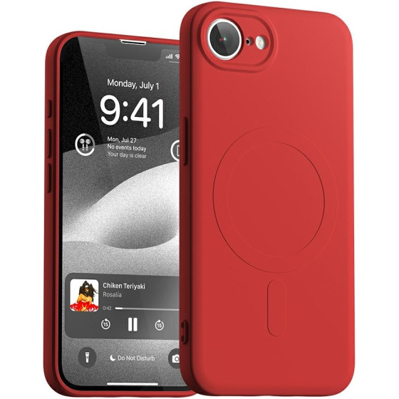 Mercury Etui Semi-Silicone Magsafe Do Iphone 16e czerwony