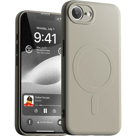 Mercury Etui Semi-Silicone Magsafe Do Iphone 16e kamienny