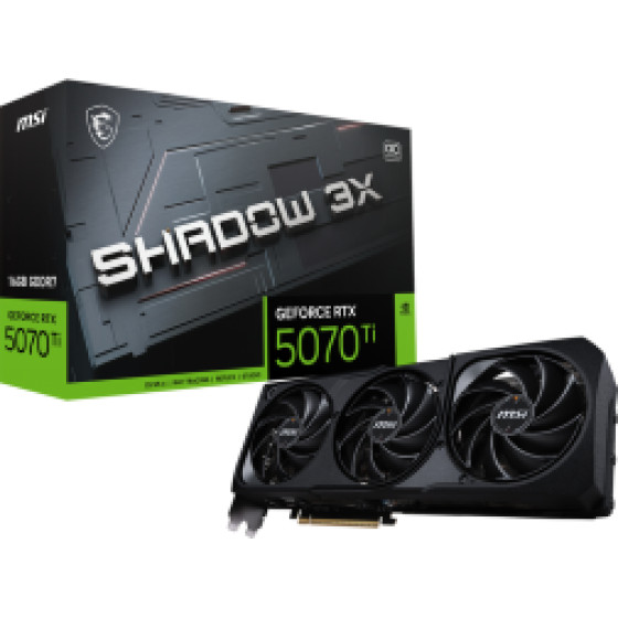 MSI Vga PCI-E Nvidia Gf Rtx 5070 Ti 16G Shadow 3X OC, 16GB/256BIT, GDDR7, HDMI/3xDP, Triple FAN, 3 Slot FANSINK, 3YW. - (912-V531-085)
