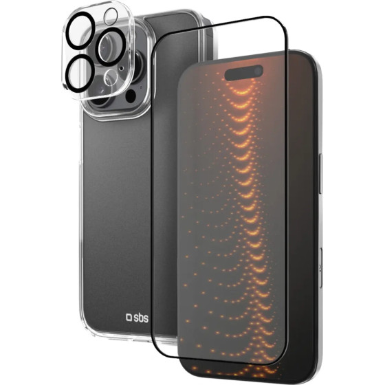 SBS Set With D3O Technology For Iphone 16 Pro - Case + Glass Screen And Camera Protector - Transparent - (TEKITD3OIP1661P)