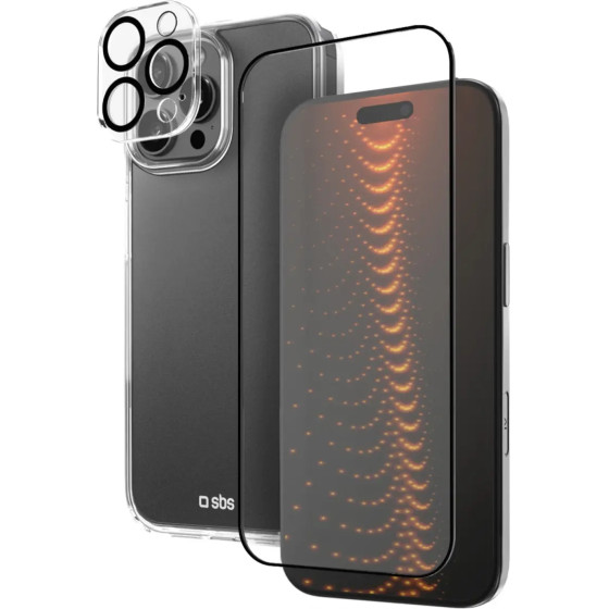 SBS Set With D3O Technology For Iphone 16 Pro Max - Case + Glass Screen And Camera Protector - Transparent - (TEKITD3OIP1667)