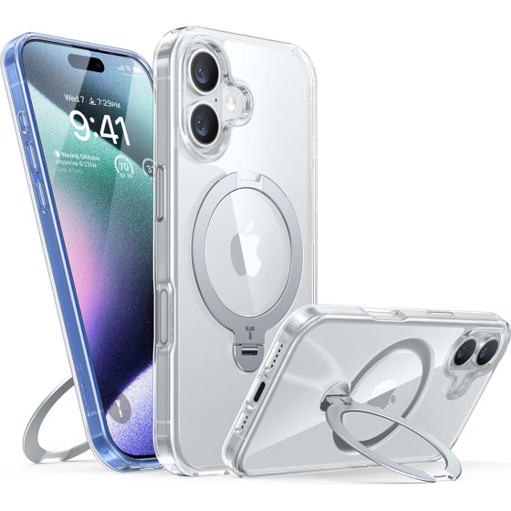 Torras - Ostand Spin Magsafe Series - Iphone 16 Plus - Clear