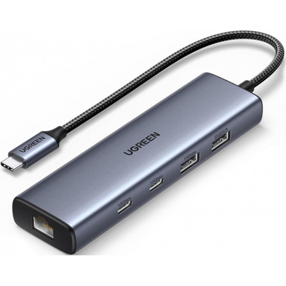 Ugreen USB-C Hub CM512, 1 x USB-A 3.2 - 1 x USB-A - 3 x USB-C - 1 x RJ45, Grey