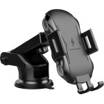 Techsuit - Car Holder With Wireless Charging Premium - For Dashboard, Windshield, Air Vent, 10W - Black - (CAPD032)