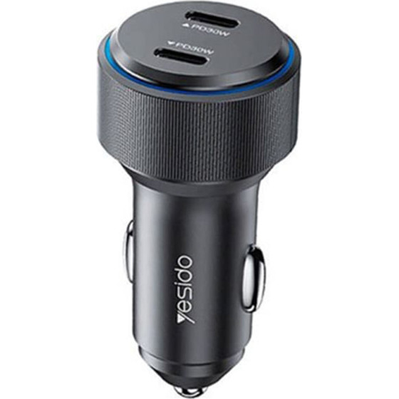 Yesido - Car Charger - 2x Type-C, Fast Charging, 60W - Black - (Y48)