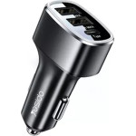 Yesido - Car Charger - Dual USB, Type-C, Fast Charging, 49W, Aluminum Alloy - Black - (Y47)