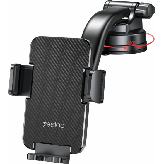 Yesido - Car Holder (C172) - For Windshield And Dashboard, 360 Degree Rotation - Black