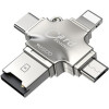 Yesido - Card Reader And Adapter - Microsd To USB, Type-C, Lightning, Micro-Usb - Silver - (GS13)