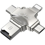 Yesido - Card Reader And Adapter - Microsd To USB, Type-C, Lightning, Micro-Usb - Silver - (GS13)