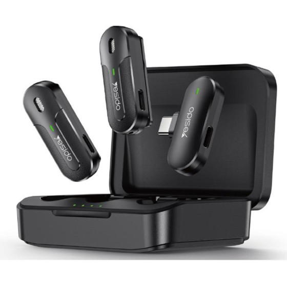 Yesido - Lavalier Microphone 2in1 - Type-C, 70mAh, Wireless, 2.4GHz - Black - (KR17)