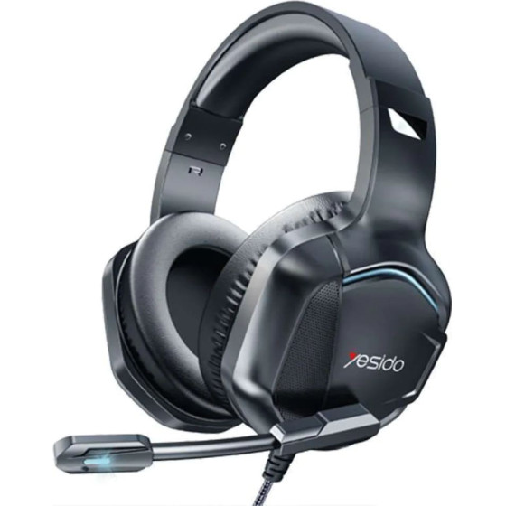 Yesido - Wired Headphones - For Gaming, Jack 3.5mm, With Microphone, Rgb Led Lights - Black - (EK01)