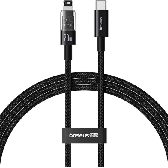 Baseus - Data Cable Gem - USB-C To Lightning, Fast Charging 20W, 2m - Cluster Black - (P10373001111-01)