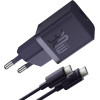 Baseus - Wall Charger - Type-C Cable Included, GaN, Type-C, Fast Charging, 30W, 1m - Midnight Purple - (P10110902523-00)