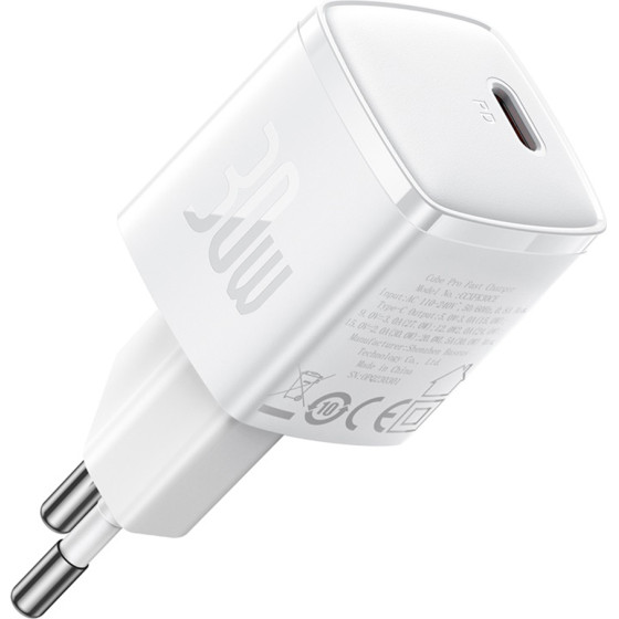 Baseus - Wall Charger Cube Pro - Fast Charger, Type-C, 30W - White - (CCXF000302)