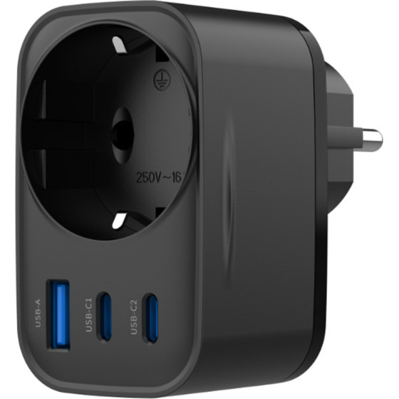 Havit - Wall Charger (UC142 EU) - Eu Socket, 2x Type-C, USB, 30W - Black