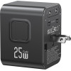 Usams Travel Charger Adapter CC309 2xUSB-C 25W 4in1 US/AU/EU/Uk Black - (CC309TC01)