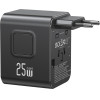 Usams Travel Charger Adapter CC309 2xUSB-C 25W 4in1 US/AU/EU/Uk Black - (CC309TC01)