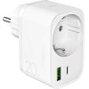 Puro 20W Power Delivery Charger With Schuko Plug And Socket 1x USB-C + 1x USB-A - White - (PUTCSPUSBAC20WWHI)