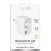 Puro 20W Power Delivery Charger With Schuko Plug And Socket 1x USB-C + 1x USB-A - White - (PUTCSPUSBAC20WWHI)