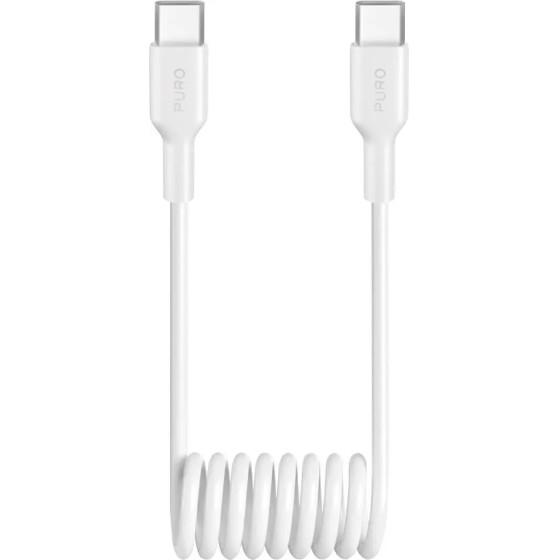 Puro 25W USB-C Spiral Cable - USB-C 1m - White - (PUCCC25WSPWHI)