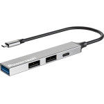 Powertech Usb Hub 4x �����, Usb 3.2, 5Gbps, USB-C �������, ���� - (PT-1412)