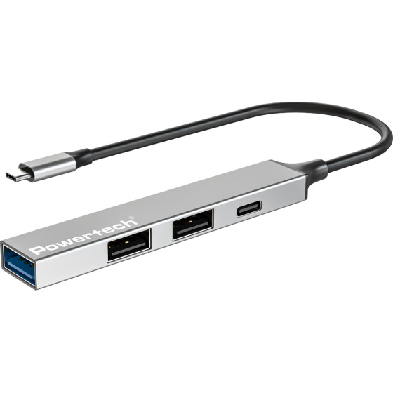 Powertech Usb Hub 4x �����, Usb 3.2, 5Gbps, USB-C �������, ���� - (PT-1412)