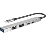 Powertech Usb Hub 5x �����, Usb 3.2, 5Gbps, 100W, USB-C �������, ���� - (PT-1414)