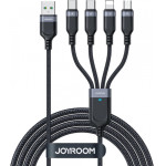 Joyroom USB-A To Lightning / Microusb / 2 x USB-C Charging Cable S-1T4018A18 4in1, 20W, 2.4A, 1.2m, Black