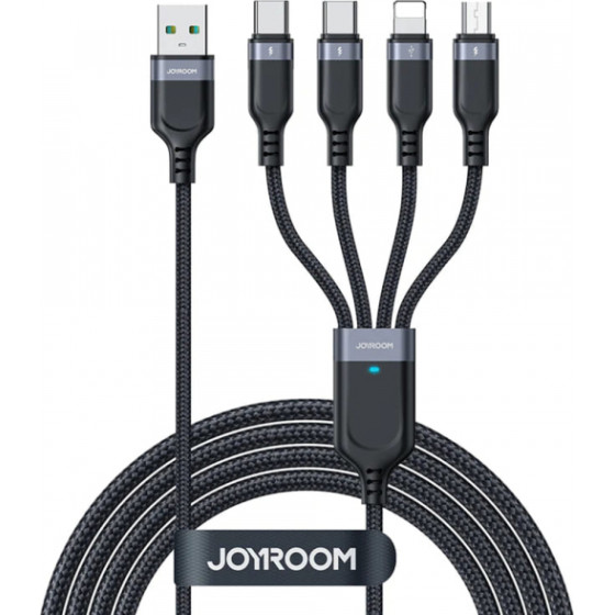 Joyroom USB-A To Lightning / Microusb / 2 x USB-C Charging Cable S-1T4018A18 4in1, 20W, 2.4A, 1.2m, Black
