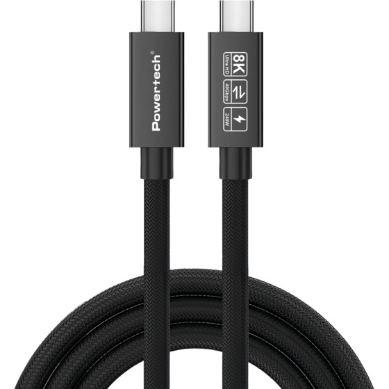 Powertech ������� USB-C USB4, 240W, 40Gbps, 8K/60Hz, 1m, ����� - (PTR-0165)
