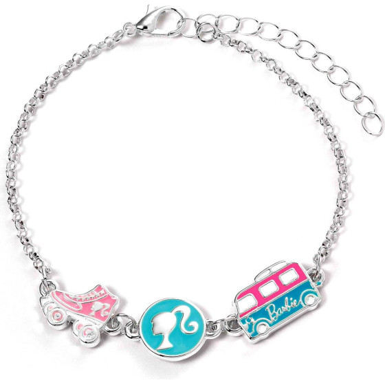 Carat Shop Barbie - Charm Bracelet With Three Enamelled Fun Charms - Silhouette, Skate, & Camper Van (BMCB0009)