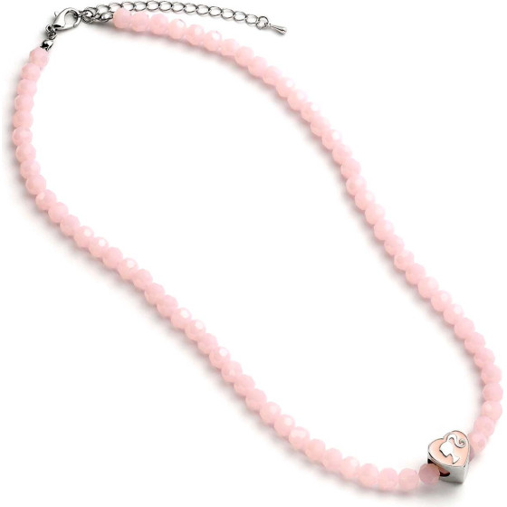 Carat Shop Barbie - Pink Bead Necklace With Heart Shaped Bead Charm (BMN00006)