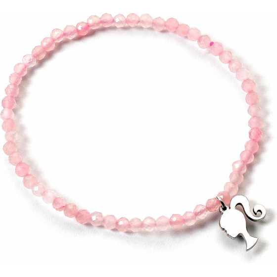 Carat Shop Barbie - Sterling Silver Silhouette Charm & Rose Quartz Bead Bracelet (BMSB0018)