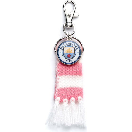 Carat Shop Manchester City Fc - Pink Scarf And Logo Charm Backpack Hanger (MCBH0003)
