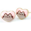 Carat Shop Pusheen - The Cat Pink Enamel And Gold Heart Stud Earrings (PTCE0104)