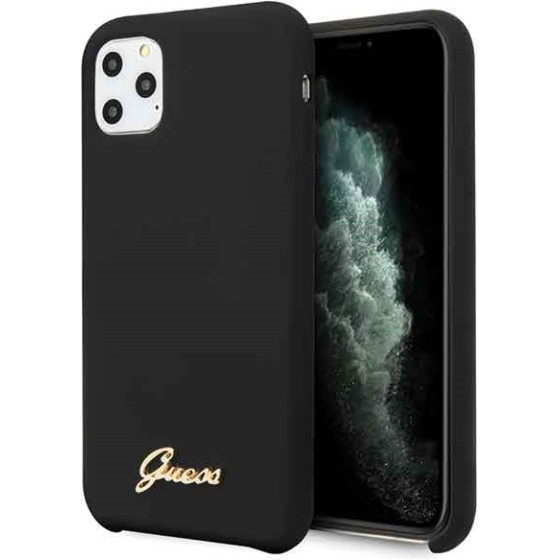 Guess GUHCN58LSlmgbk Iphone 11 Problack/Czarny Hard Case Silicone Vintage Gold Logo