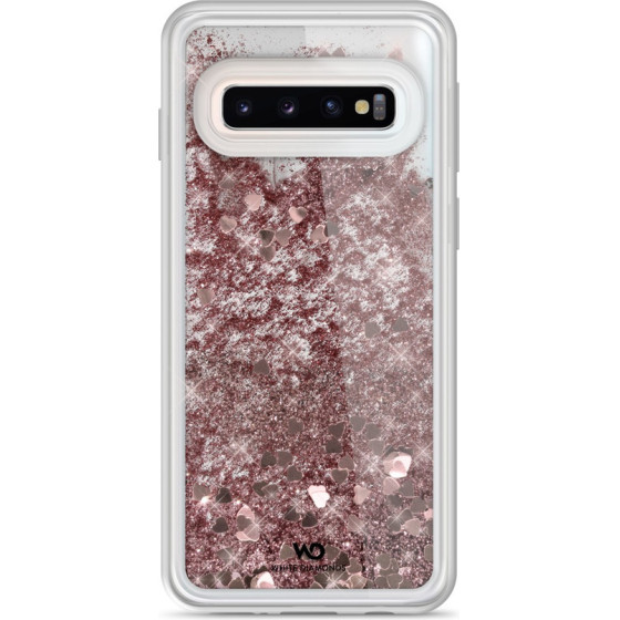 HAMA White Diamonds Sparkle Case Samsung Galaxy S10 PINK-Gold HEARTS