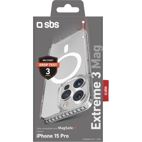 SBS Extreme 3 Mag Iphone 15 Pro Case Transparent