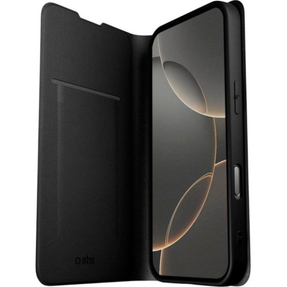 SBS Wallet Smooth Phone Case For Apple Iphone 16 Plus Black