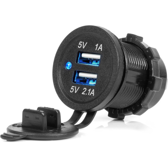AMiO ����� �� 2 ����� Usb ��� ������ ����� 12/24V 3.1A ��������� �� ���� Led ��� �������� - 1 ���. - (04216)