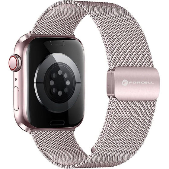 FORCELL F-Design FA14 Magnetic Stainless Steel Strap For Apple Watch 42 / 44 / 45 / 49 Mm pink