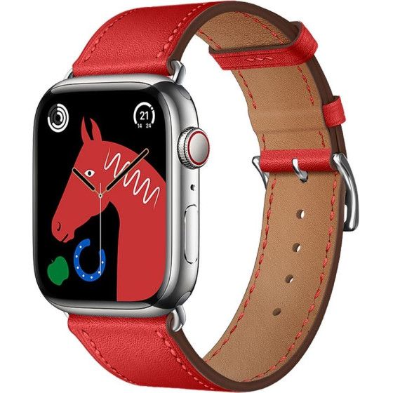 FORCELL F-Design FA20 Magnetic Eco Leather Strap For Apple Watch 42 / 44 / 45 / 49 Mm red