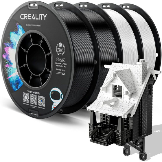 Creality CR-Petg Value Pack 4kg - 2x Black & 2x White 3D Printer Filament No Reel - (3301030140)