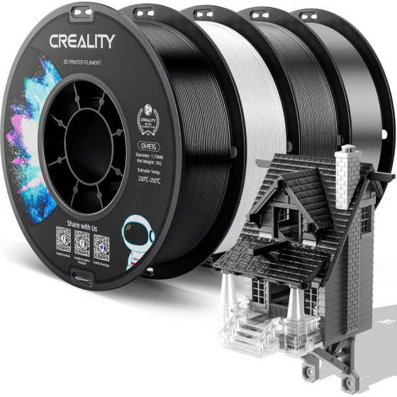 Creality CR-Petg Value Pack 4kg - Black & White & Gray & Transparent 3D Printer Filament (Grey) No r - (3301030139)