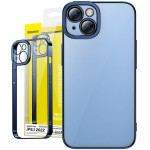 Baseus Glitter Transparent Case And Tempered Glass Set For Iphone 14 (blue)