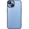 Baseus Glitter Transparent Case And Tempered Glass Set For Iphone 14 (blue)