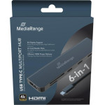 MediaRange Usb Type-C(R) 6-in-1 Multiport adapter, Silver - (MRCS519)